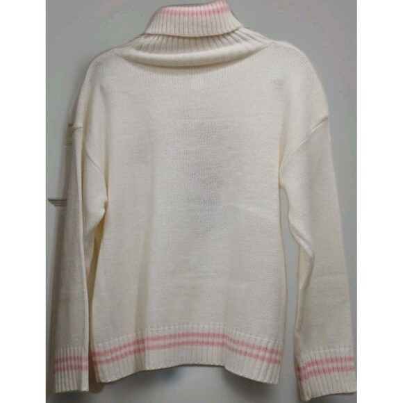 Strawberry Milk Turtleneck Sweater White Pink Kawaii Y2K Anime Style Large Mint - Picture 5 of 5